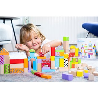 Building blocks in a drum - multi color - 100 pieces
